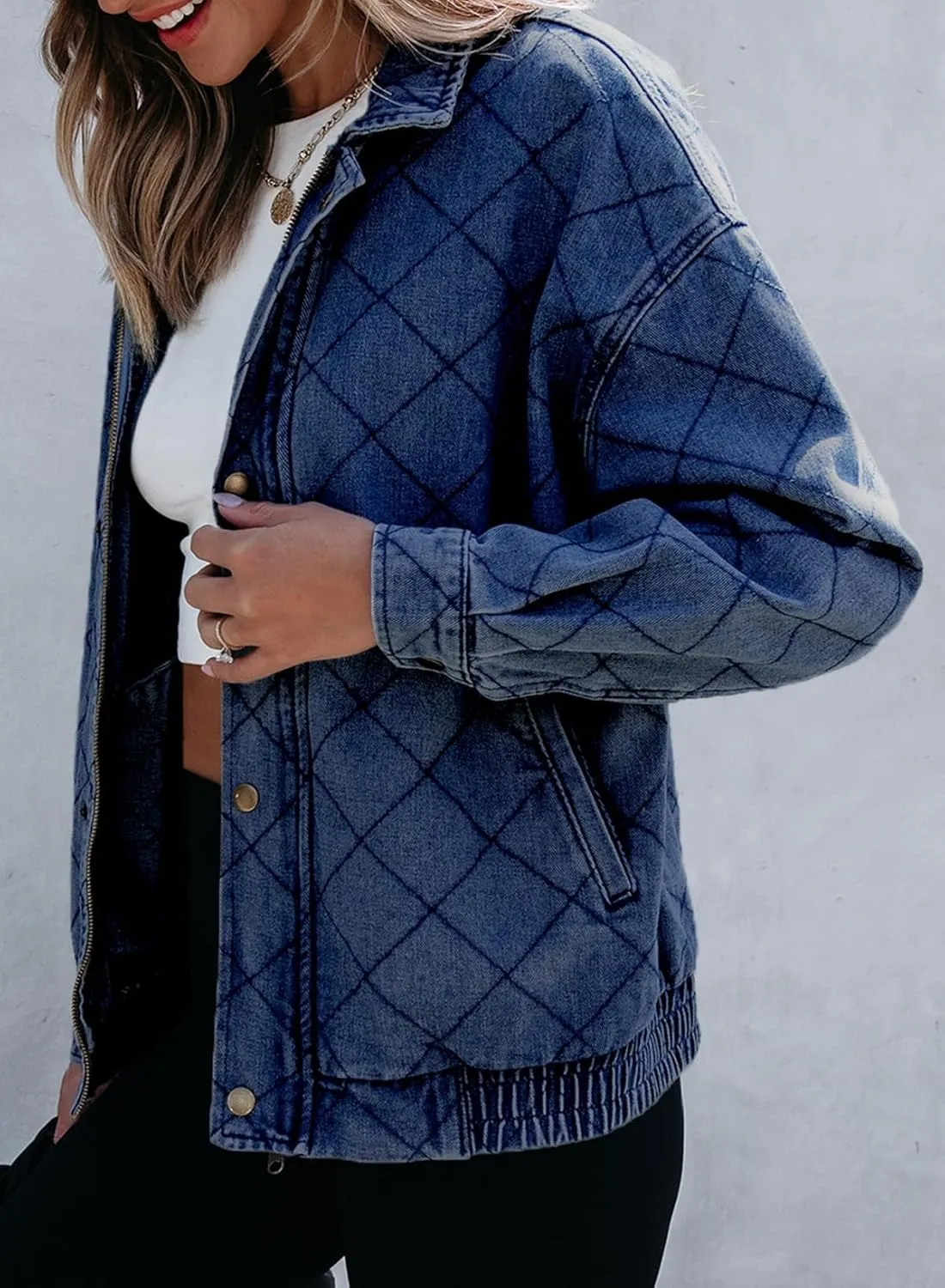 Sidefeel Women's Jean Jacket Long Sleeve Zimbaplatinum Overszied Denim Jackets Shacket Coat Fashion Spring Outfits 2025