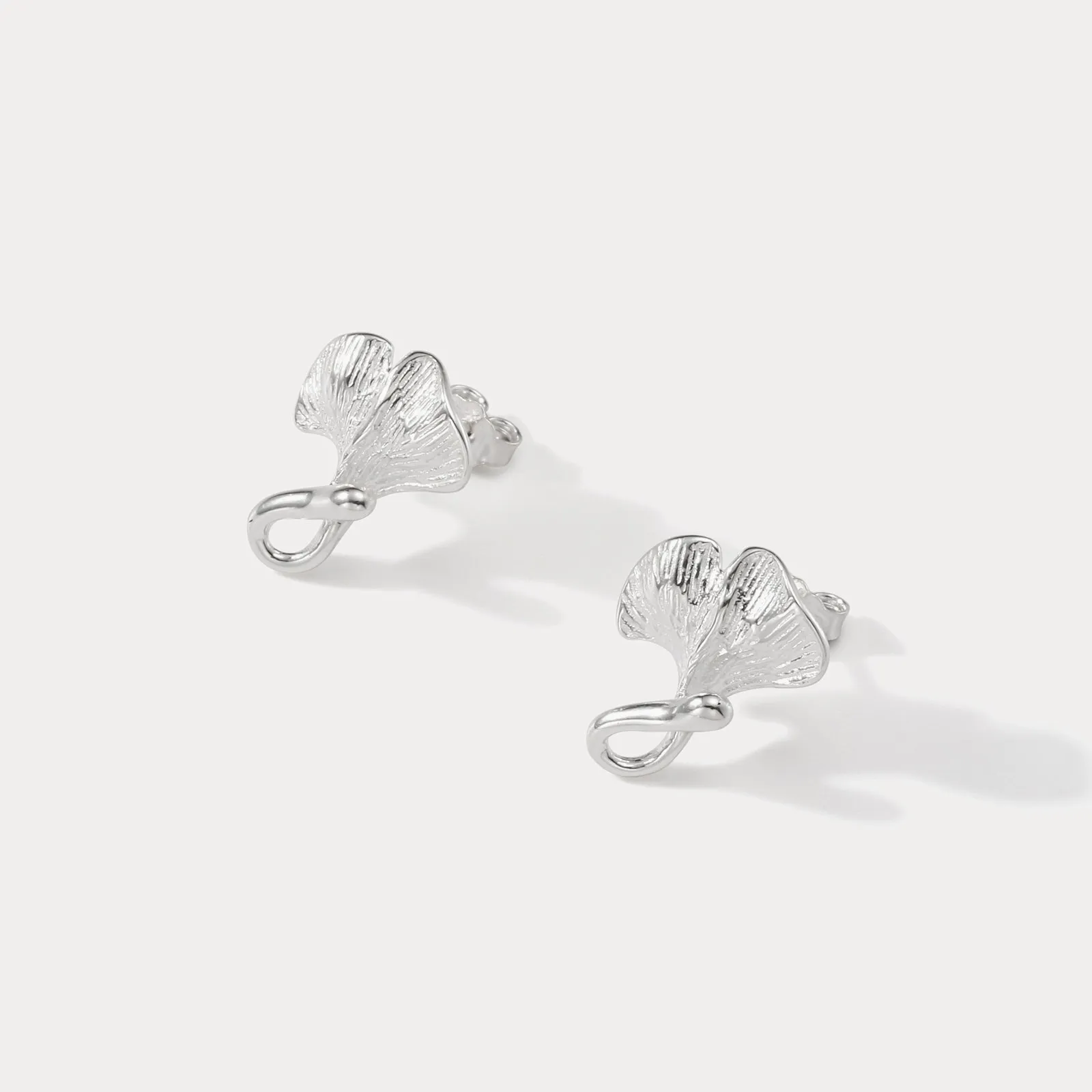 Silver Ginkgo Leaf Earrings
