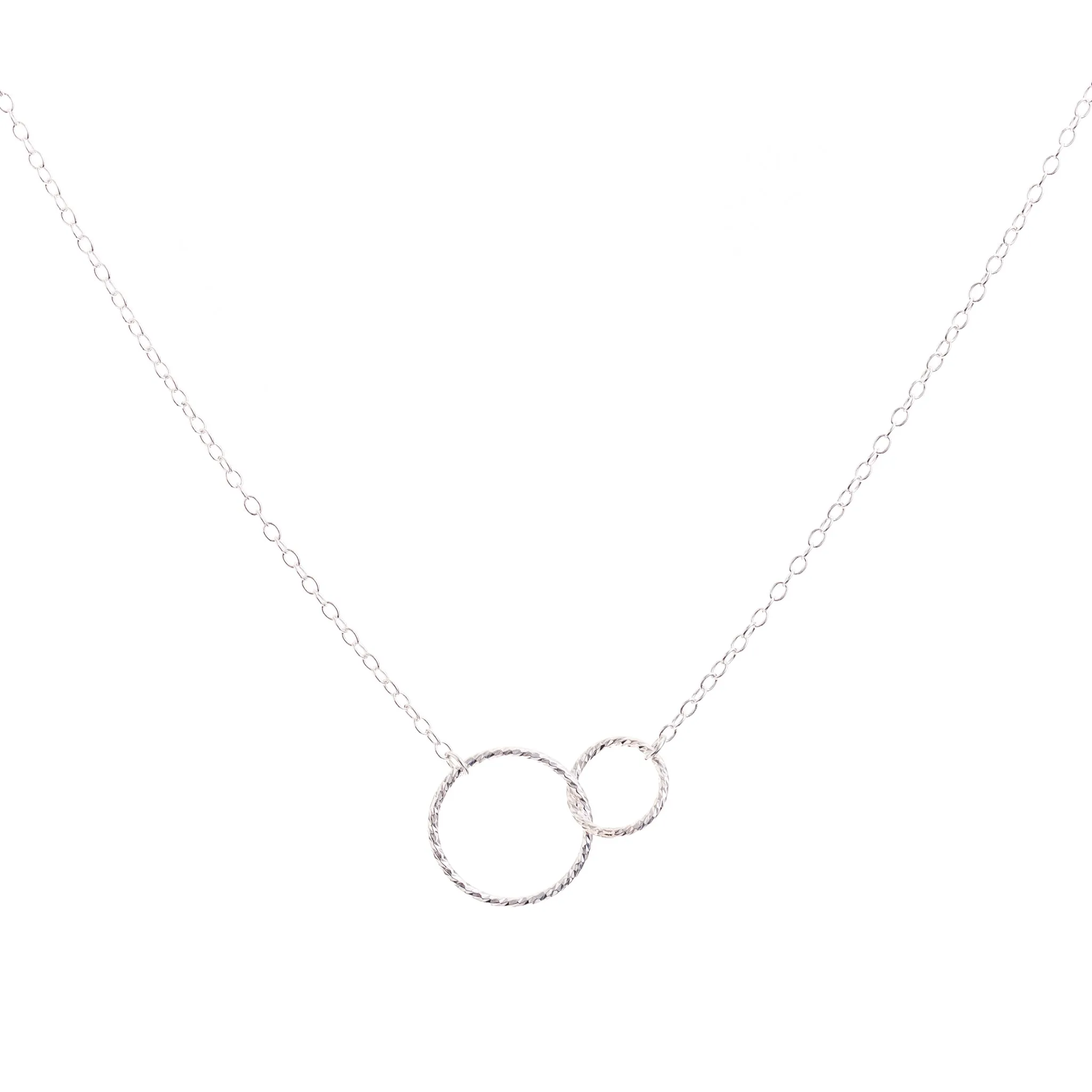 Silver Textured Infinity Circles Necklace