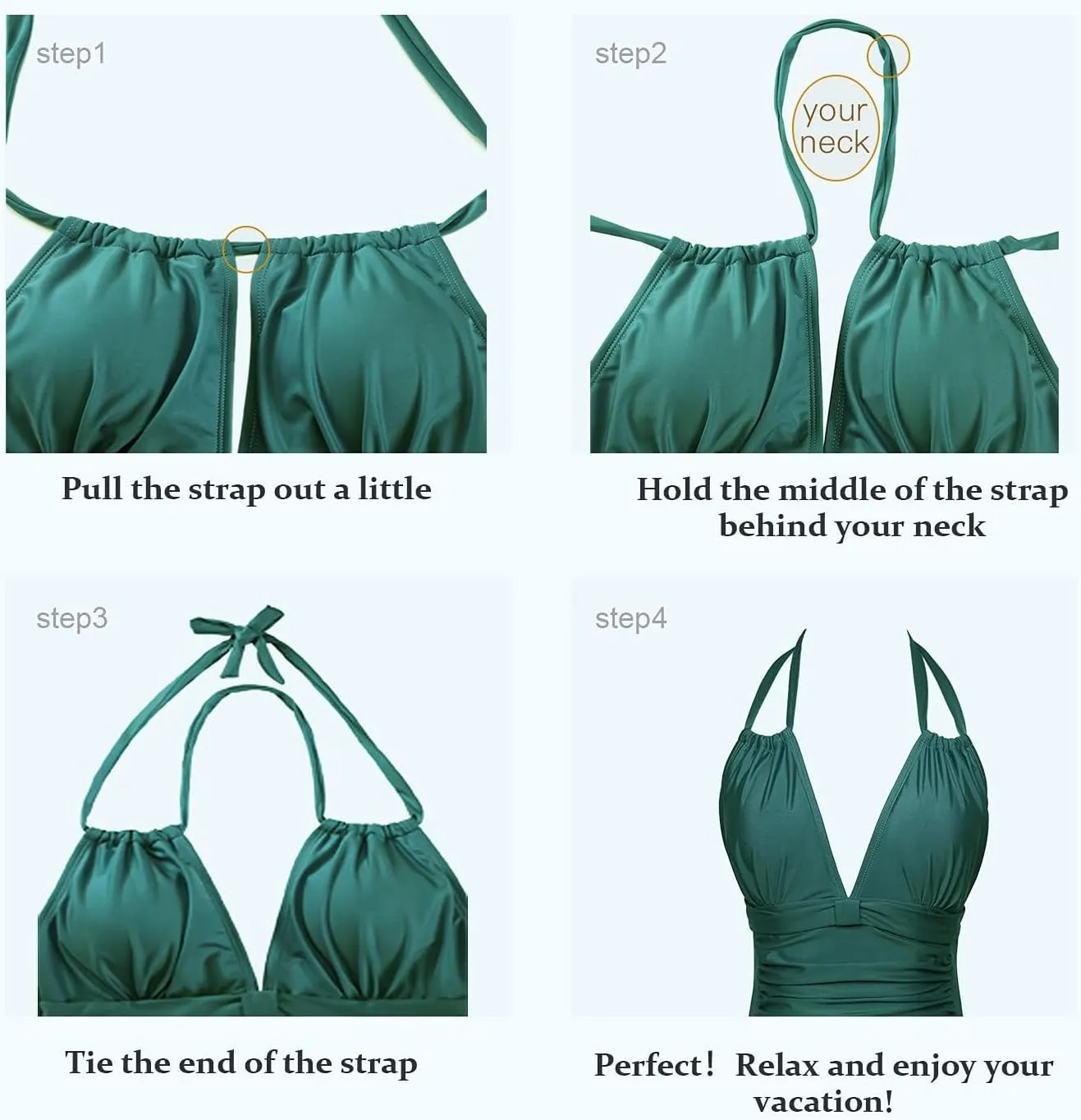 Smismivo Women's Tummy Control One Piece Swimsuits Long Torso Curvy Halter Bathing Suit