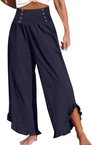 Specials Sales Today Clearance Prime Only Deal of The Day Prime Today Free Womens Casual High Waist Pants Drawstring Loose Fit Summer Work Pants Trousers with Side Pockets Labor Day Sales Deals Home