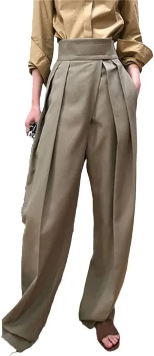 Spring Autumn Women Wide Leg Pants, High Waist Casual Trouser, Streetwear Chic Vintage Loose Pants