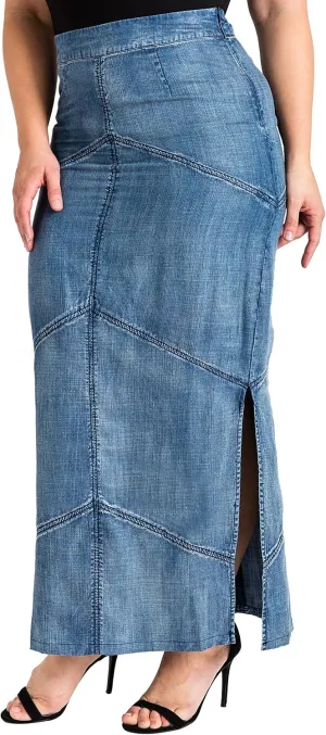 Standards & Practices Plus Size Modern Women's Tencel Denim Maxi Pencil Skirt