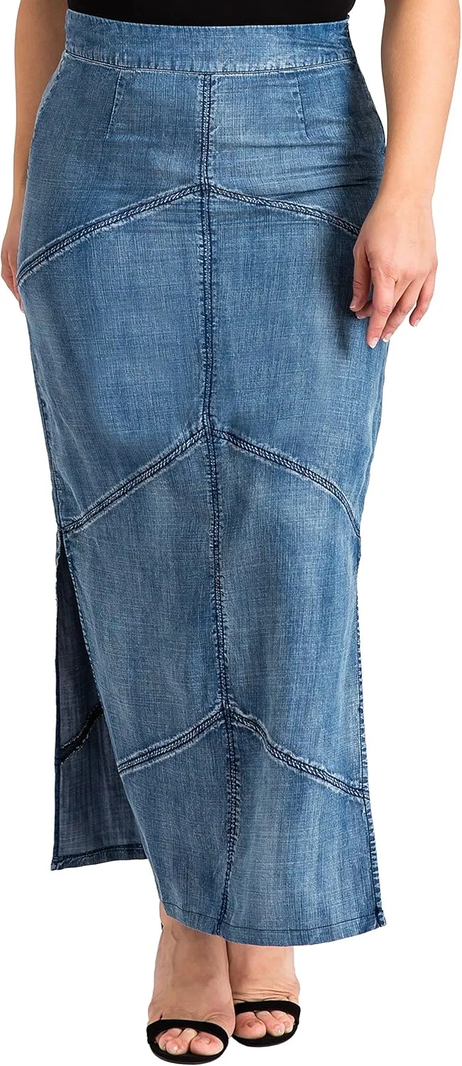 Standards & Practices Plus Size Modern Women's Tencel Denim Maxi Pencil Skirt