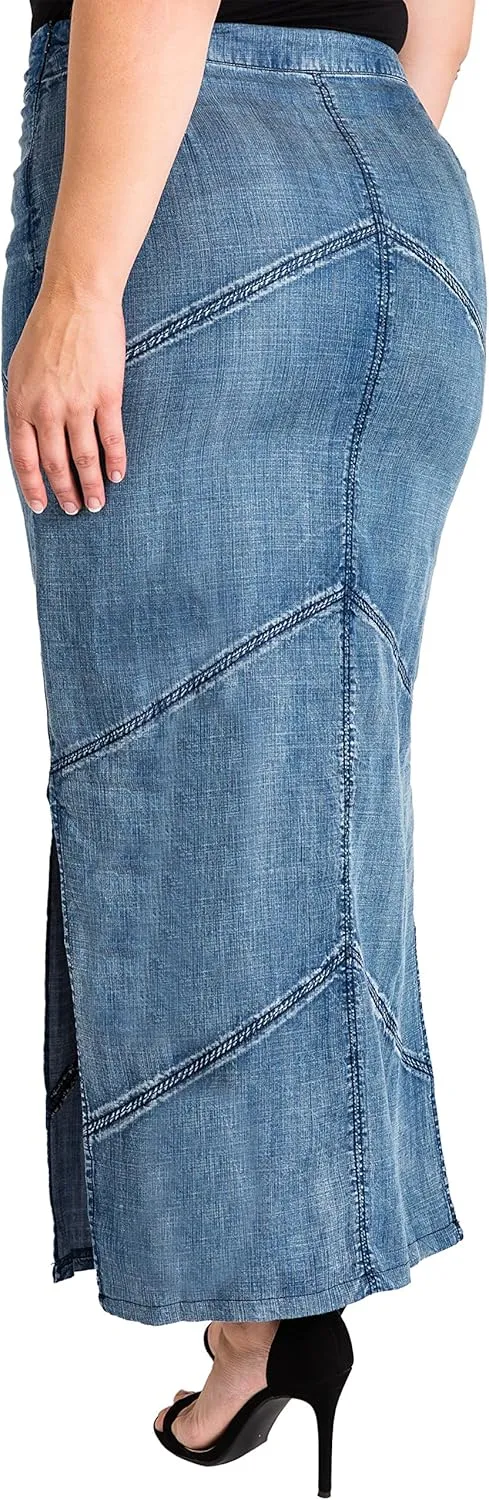 Standards & Practices Plus Size Modern Women's Tencel Denim Maxi Pencil Skirt