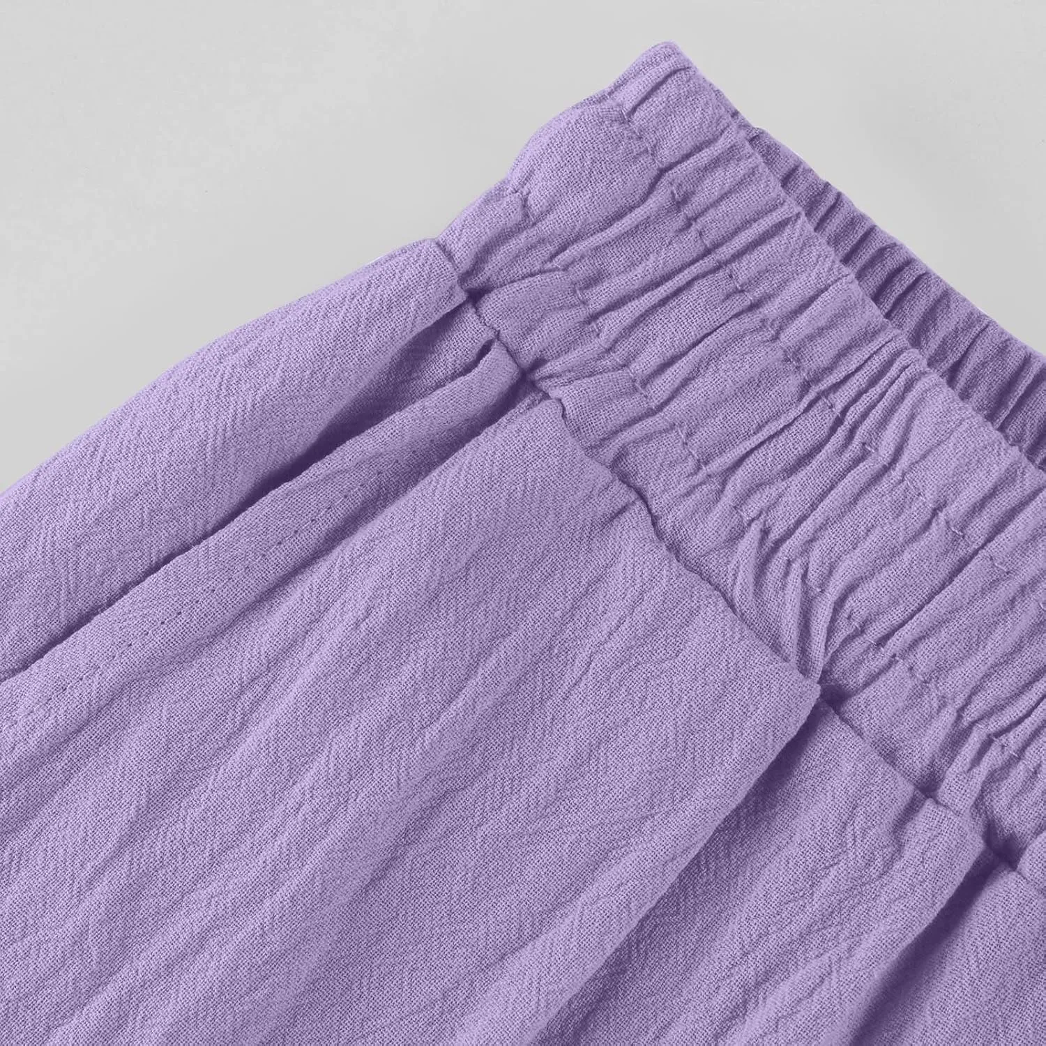 Straight Leg Pants for Women Casual High Waisted Linen Capri Pants Lightweight Comfy Lounge Trousers with Pockets