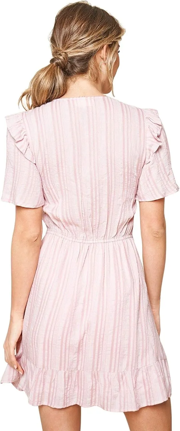 Sugar Lips Women's Aphrodites Striped Flutter Sleeve Mini Dress