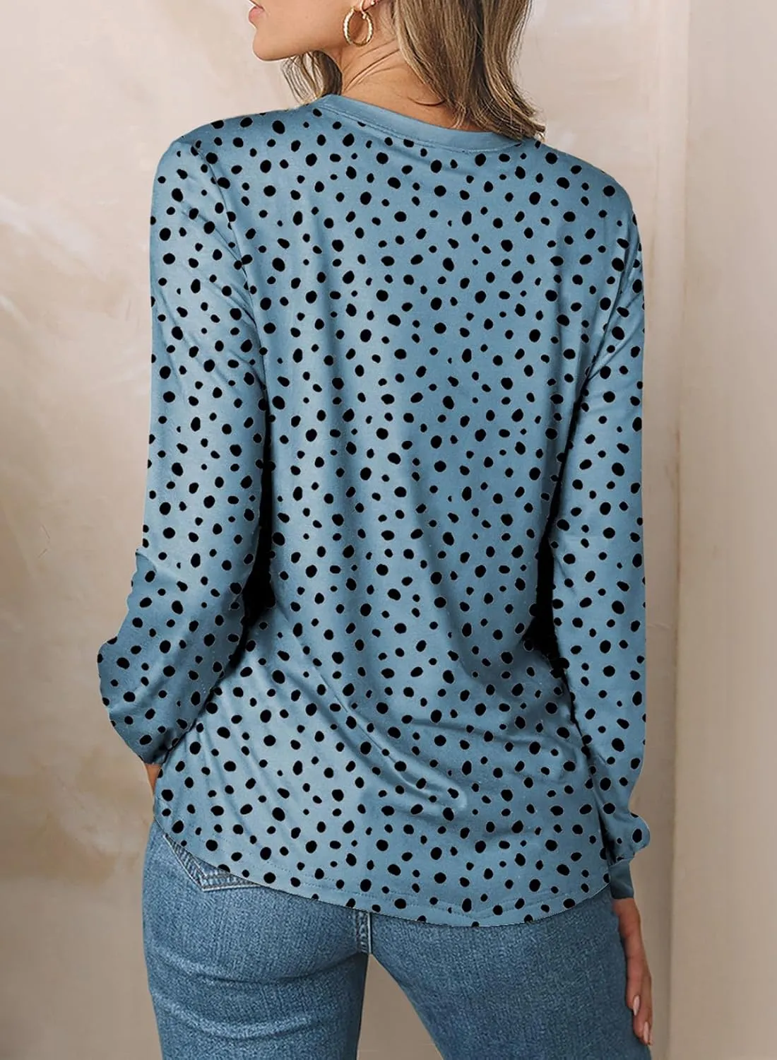 Sulozom Womens Long Sleeve Shirts Crewneck Leopard Printed Tops for Women Casual Dressy Blouses Tee Basic Tops