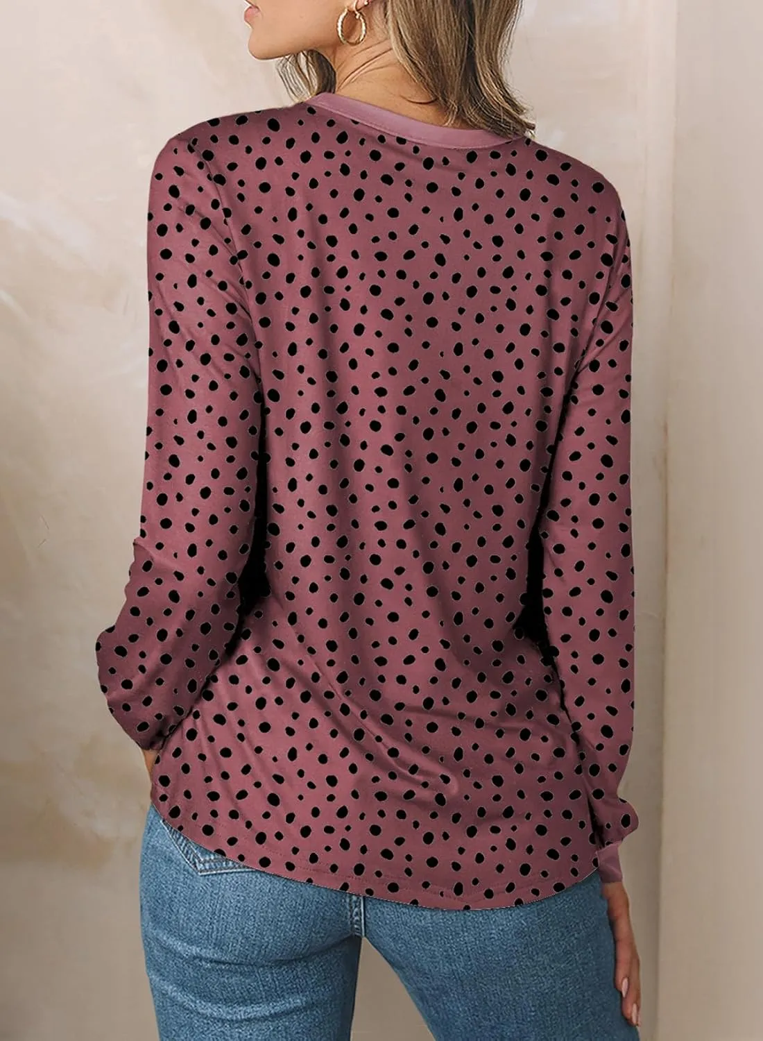 Sulozom Womens Long Sleeve Shirts Crewneck Leopard Printed Tops for Women Casual Dressy Blouses Tee Basic Tops