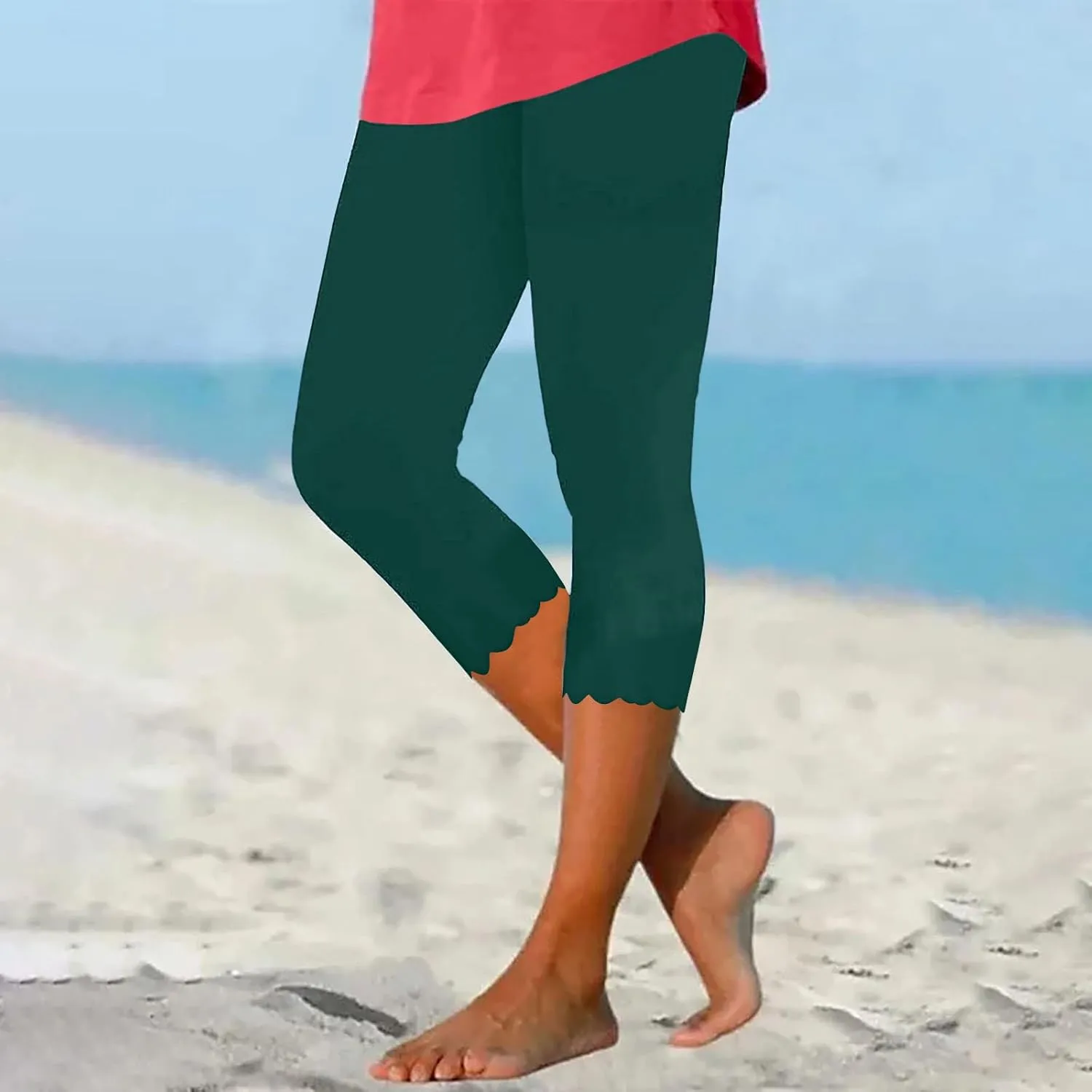 Summer Capri Leggings for Women Slim Fitting Soft Yoga Capris Lightweight Workout Running Yoga Pants Comfy Sweatpants