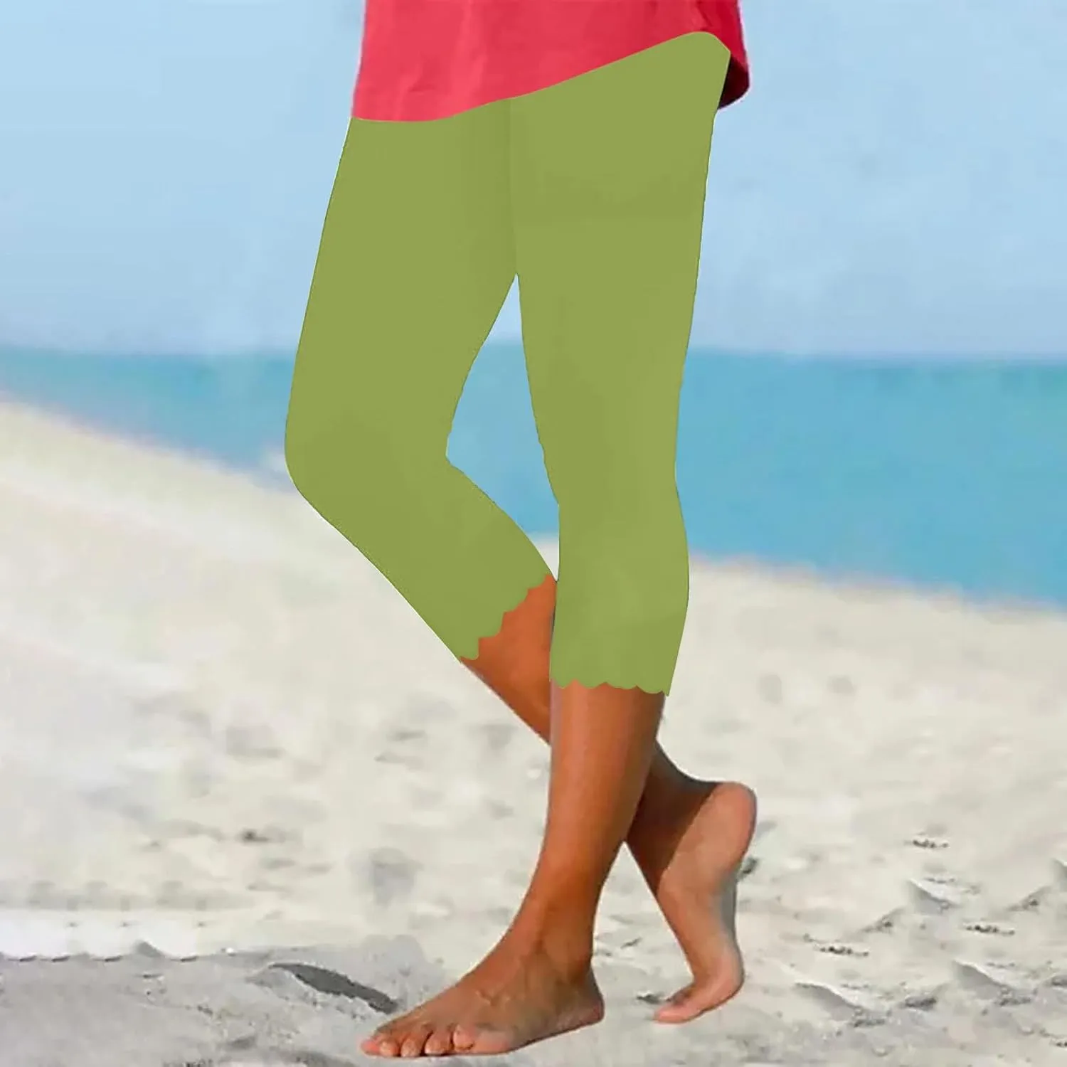 Summer Capri Leggings for Women Slim Fitting Soft Yoga Capris Lightweight Workout Running Yoga Pants Comfy Sweatpants