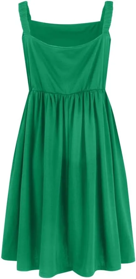 Summer Casual Cute Floral Flowy Square Neck Sundressses Women 2024 with Pocket A Line Flowy Beach Dress