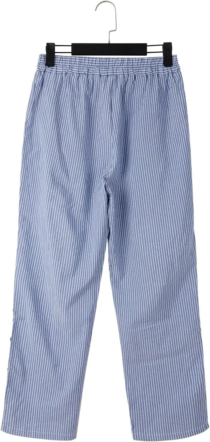 Summer Drawstring Casual Lounge Pant Waistband High Waistband Pocket Pants Side Nine Point Loose Casual