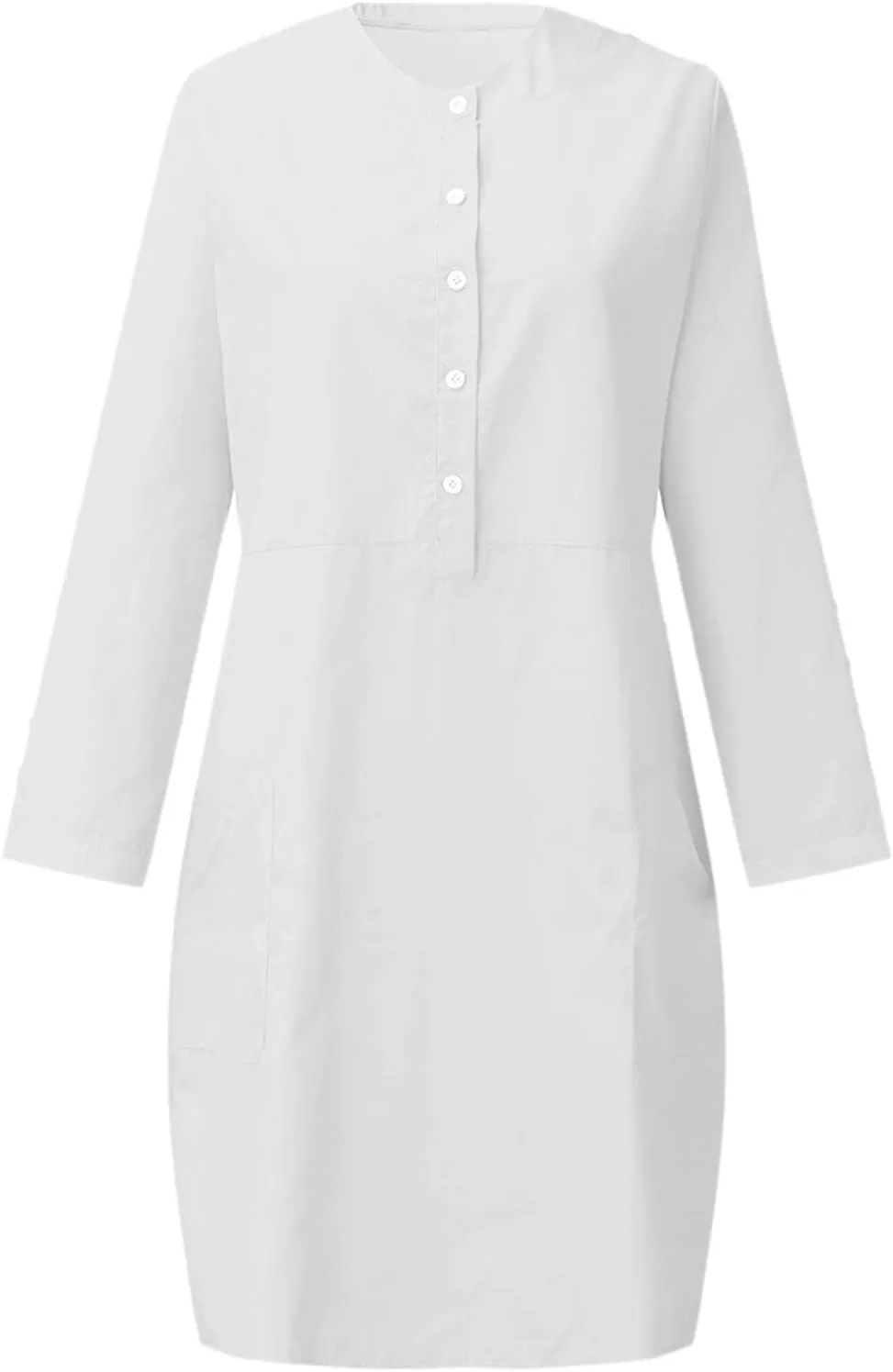 Summer Dresses for Women 2025 Button Casual Long Sleeve Cotton Linen Sundress Elegant Formal Work Dress with Pockets