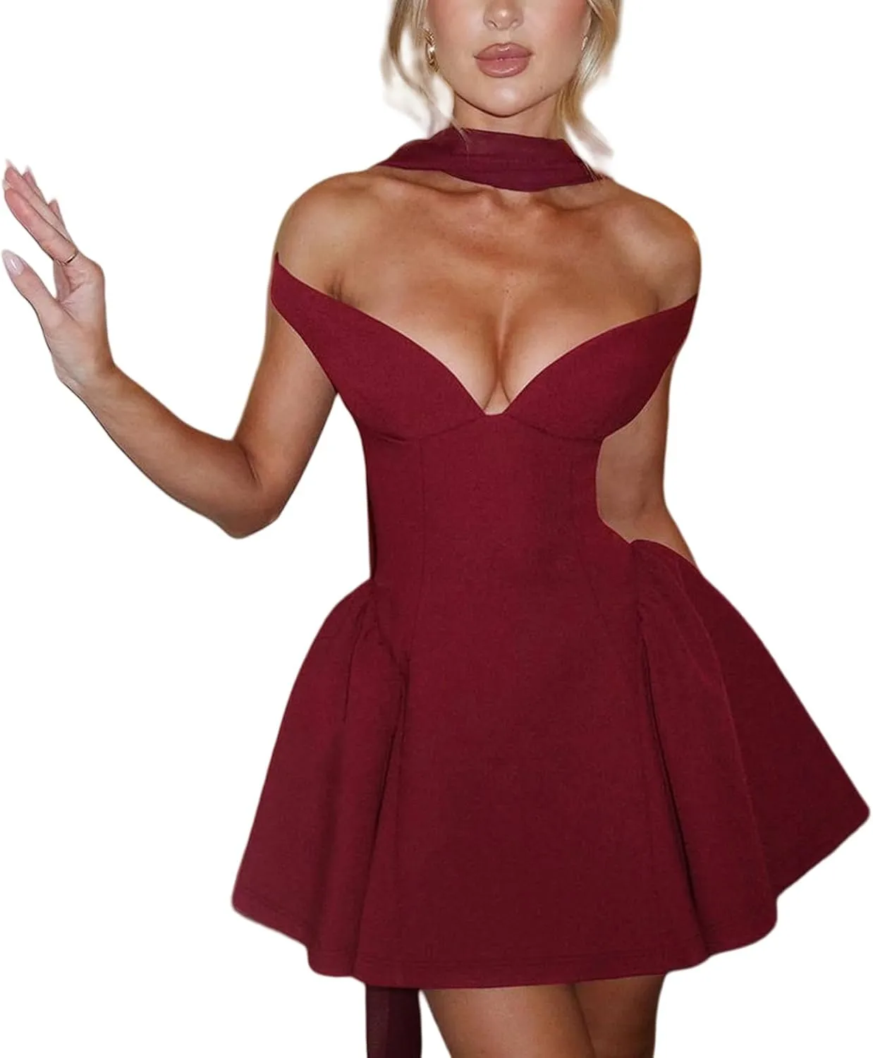 Summer Easter Dresses for Women 2025 Off The Shoulder Mini V A-line Ruffle Slim Fit Short Party Gown Dresses