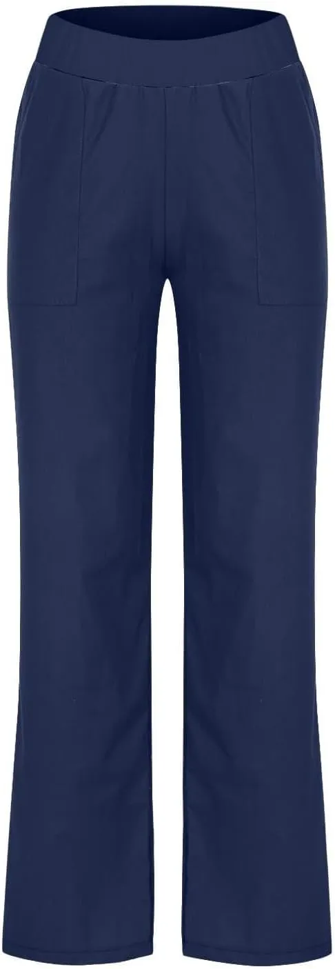 Summer Linen Sets for Women Outfits 2025 Vacation High Waist Yoga Pants with Pockets Going Out Solid Casual Slim Joggers
