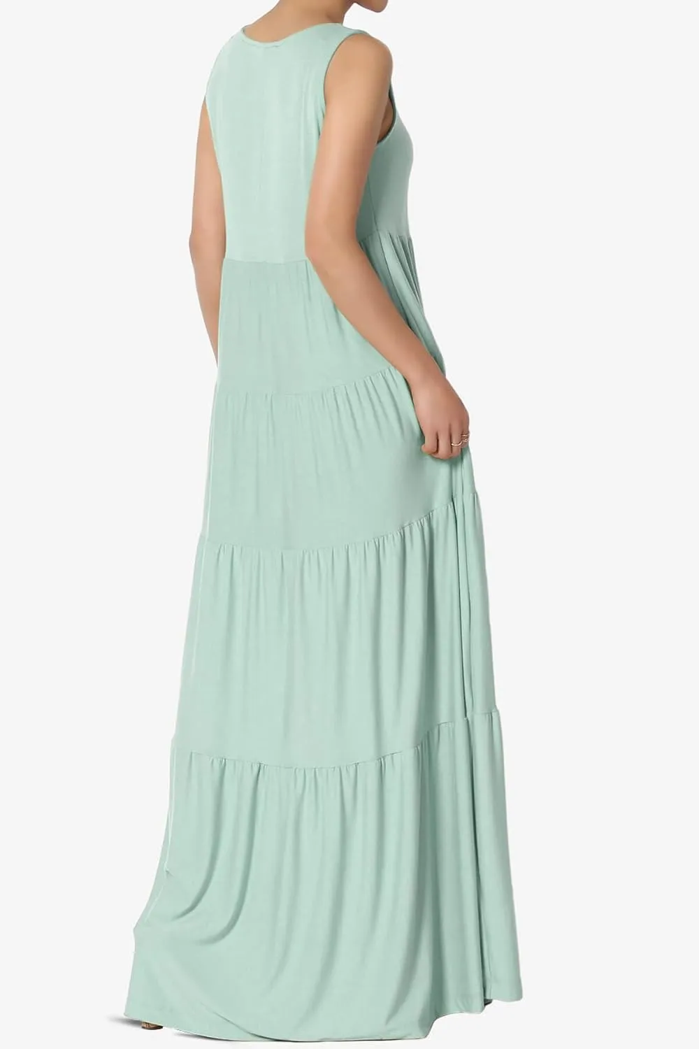 TheMogan Women's Sleeveless Tiered Maxi Dress Flowy Boho Summer A-Line Long Dress for Casual or Vacation