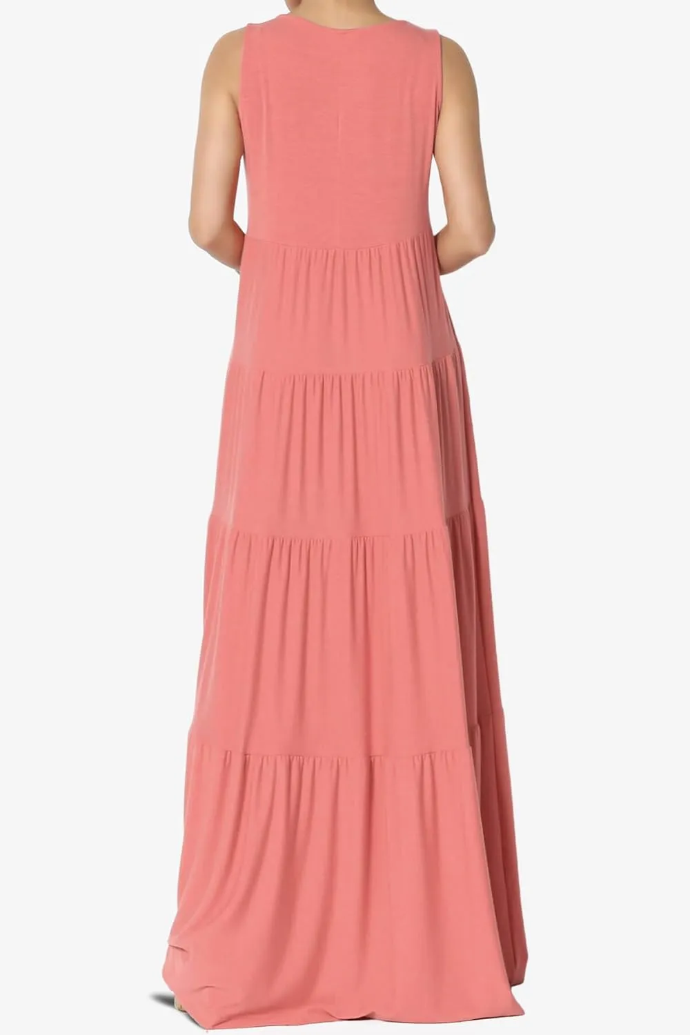 TheMogan Women's Sleeveless Tiered Maxi Dress Flowy Boho Summer A-Line Long Dress for Casual or Vacation