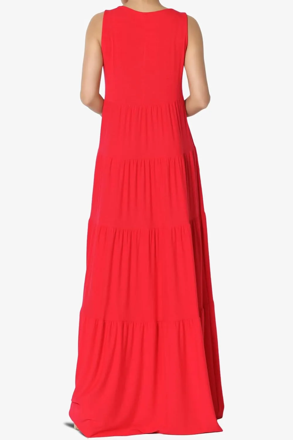 TheMogan Women's Sleeveless Tiered Maxi Dress Flowy Boho Summer A-Line Long Dress for Casual or Vacation