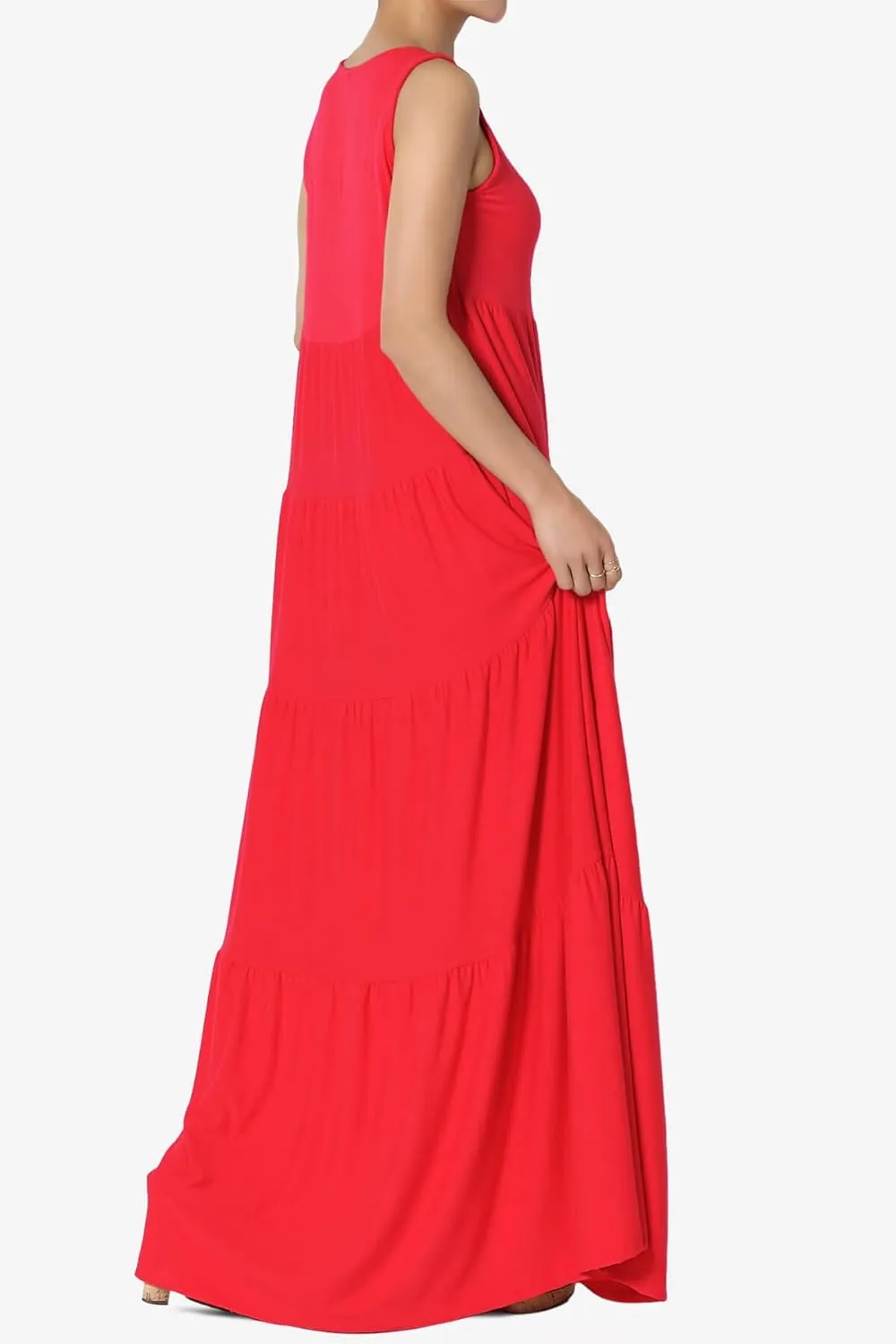 TheMogan Women's Sleeveless Tiered Maxi Dress Flowy Boho Summer A-Line Long Dress for Casual or Vacation