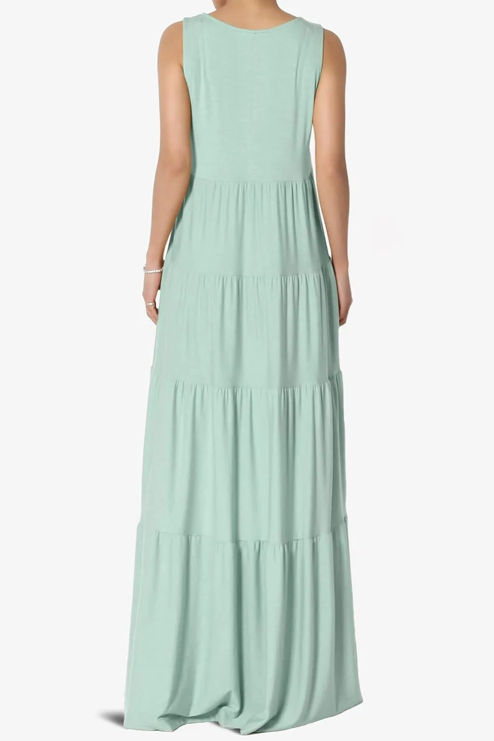 TheMogan Women's Sleeveless Tiered Maxi Dress Flowy Boho Summer A-Line Long Dress for Casual or Vacation