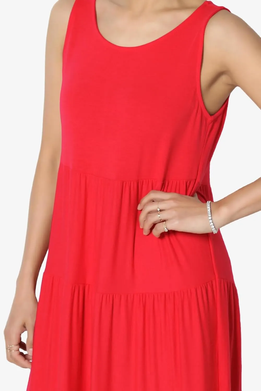 TheMogan Women's Sleeveless Tiered Maxi Dress Flowy Boho Summer A-Line Long Dress for Casual or Vacation