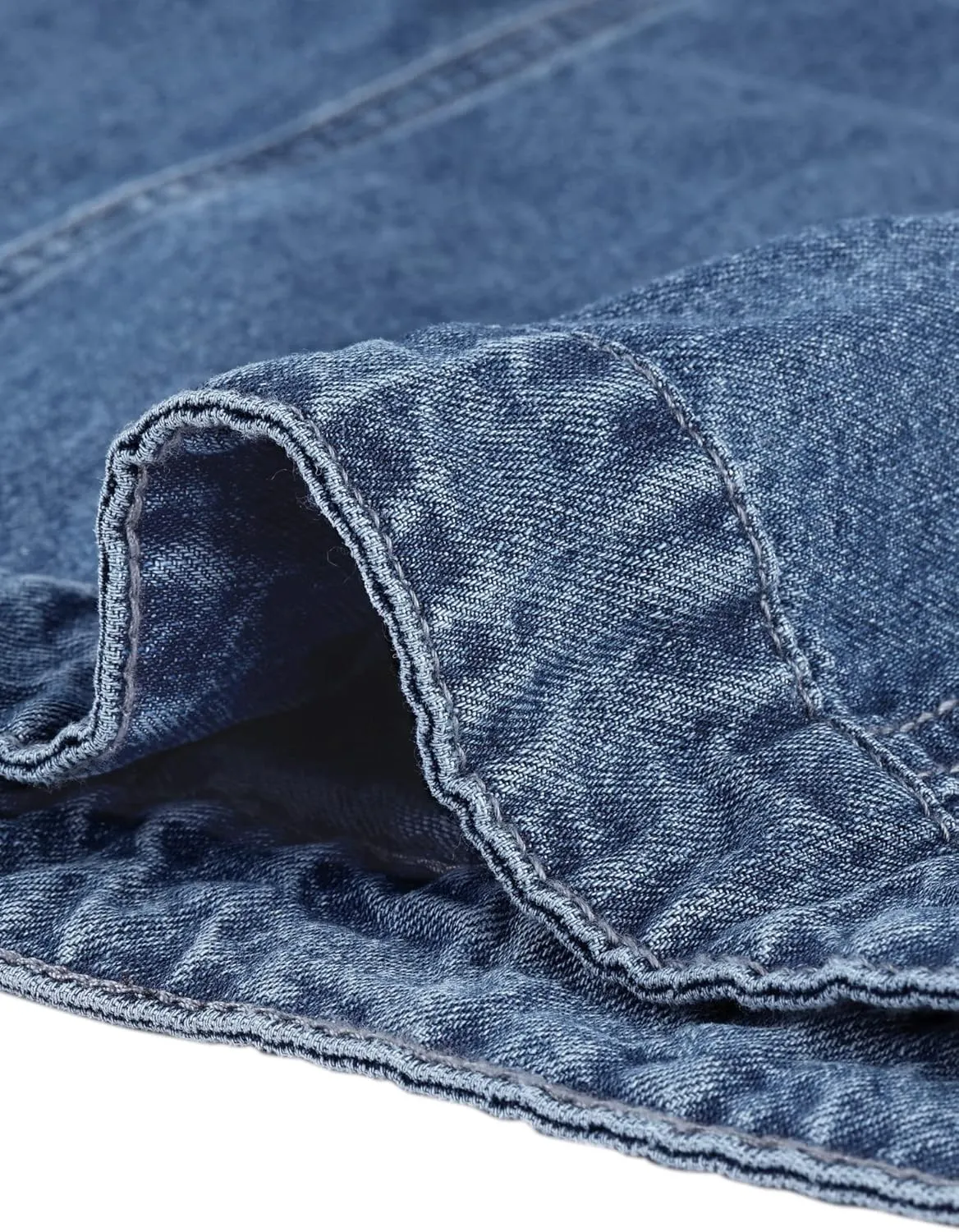uxcell Women's Plus Size Jean Jacket Stitching Button Front Washed Western Outfit Denim Jacket