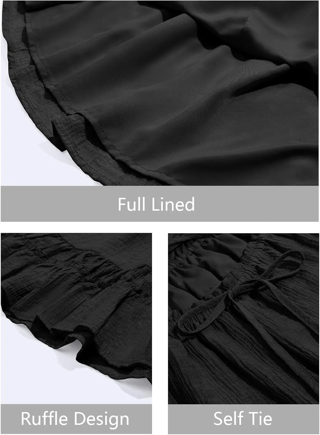Wenrine Womens Spaghetti Strap Mini Dress Summer Backless Self Tie Ruffle Beach Sundress