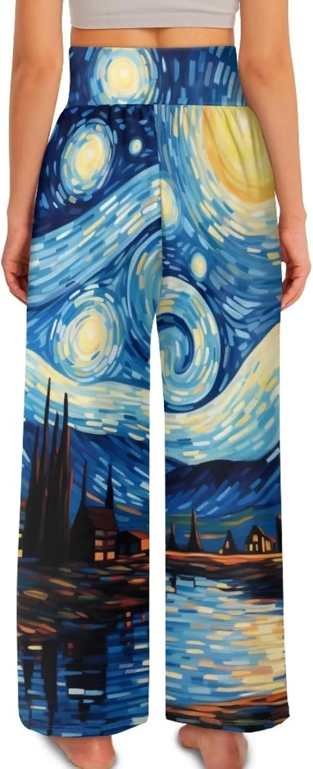 Wide Leg Pants for Women Palazzo Pants with Elastic Waistband Loose Lounge with Pockets