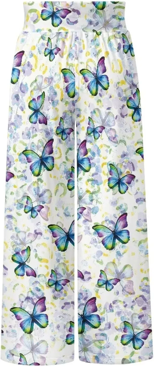 Wide Leg Pants for Women Palazzo Pants with Elastic Waistband Loose Lounge with Pockets