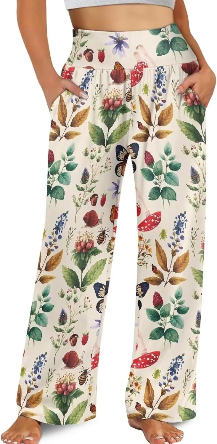 Wide Leg Pants for Women Palazzo Pants with Elastic Waistband Loose Lounge with Pockets