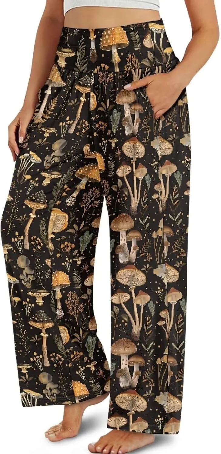 Wide Leg Pants for Women Palazzo Pants with Elastic Waistband Loose Lounge with Pockets