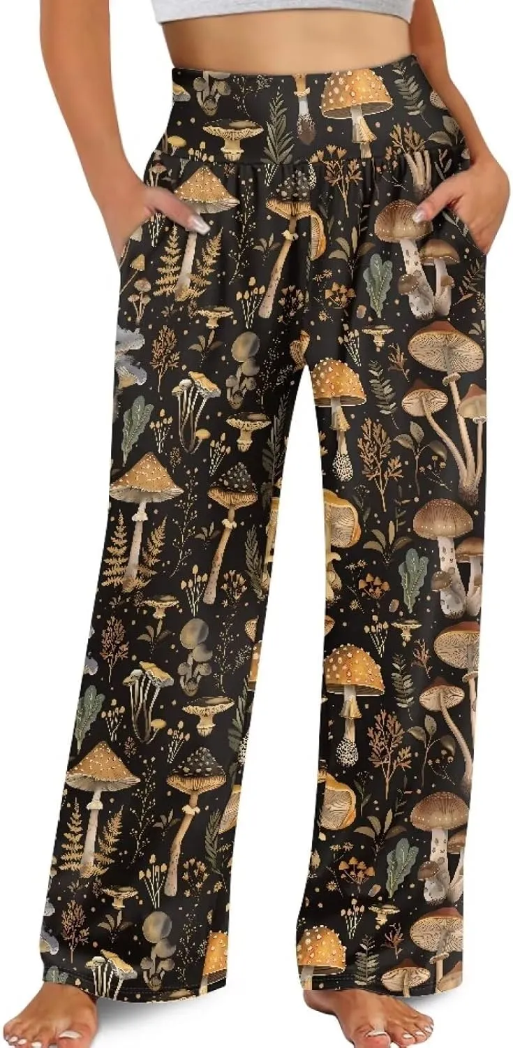 Wide Leg Pants for Women Palazzo Pants with Elastic Waistband Loose Lounge with Pockets