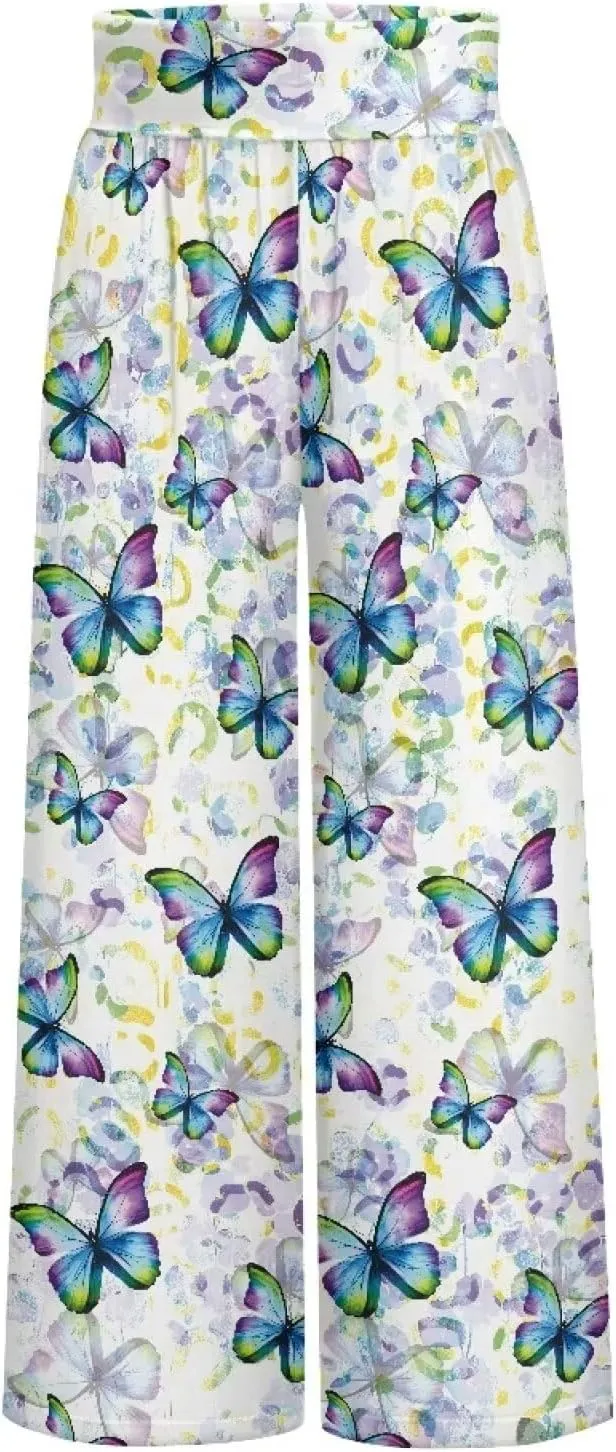 Wide Leg Pants for Women Palazzo Pants with Elastic Waistband Loose Lounge with Pockets
