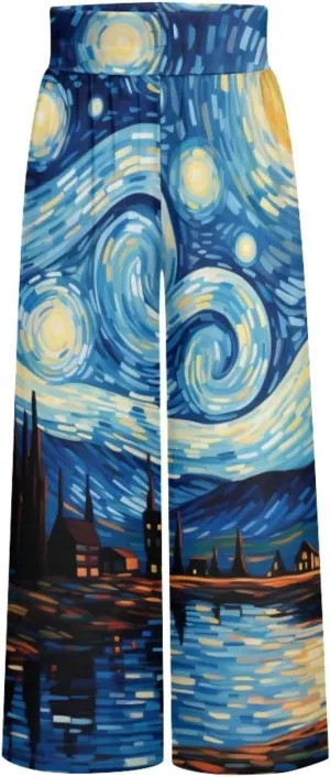 Wide Leg Pants for Women Palazzo Pants with Elastic Waistband Loose Lounge with Pockets