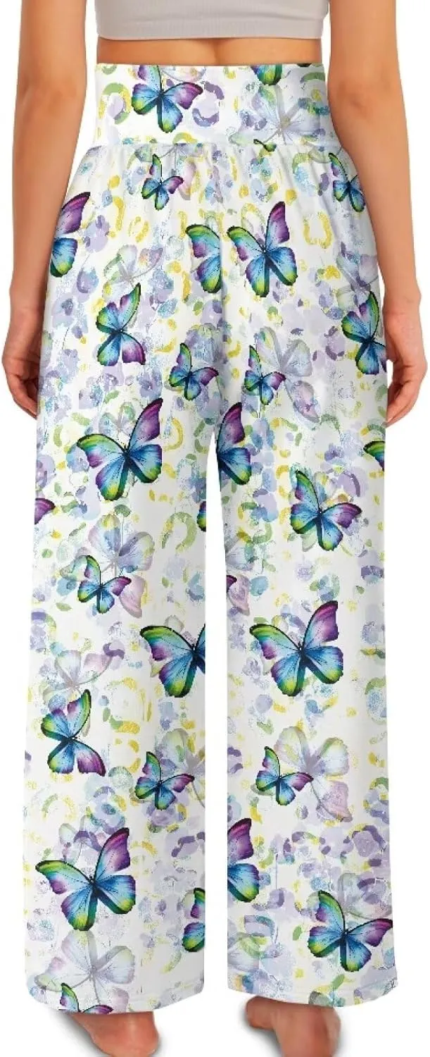 Wide Leg Pants for Women Palazzo Pants with Elastic Waistband Loose Lounge with Pockets