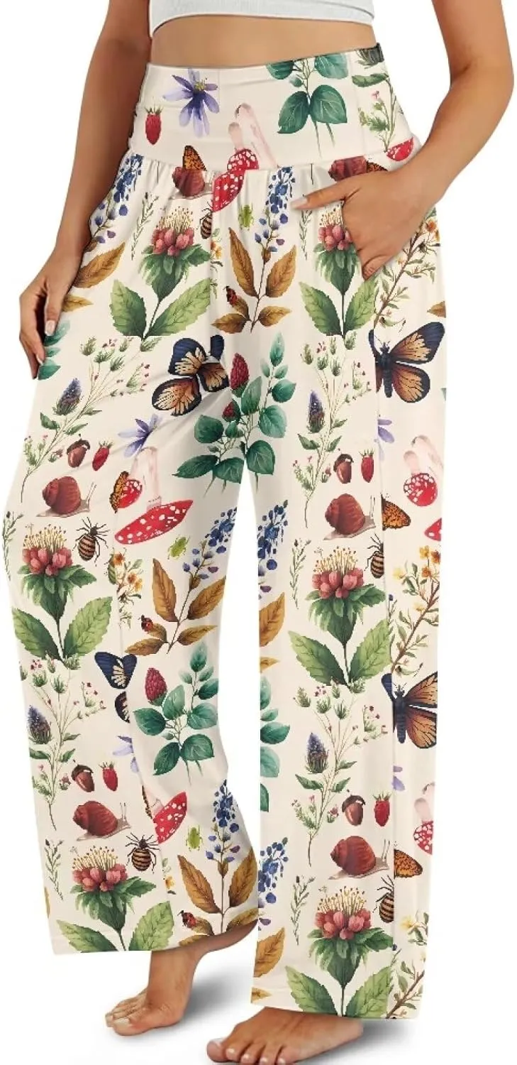 Wide Leg Pants for Women Palazzo Pants with Elastic Waistband Loose Lounge with Pockets