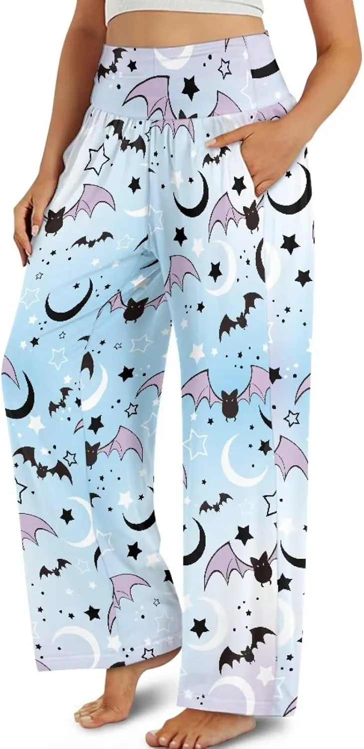 Wide Leg Pants for Women Palazzo Pants with Elastic Waistband Loose Lounge with Pockets