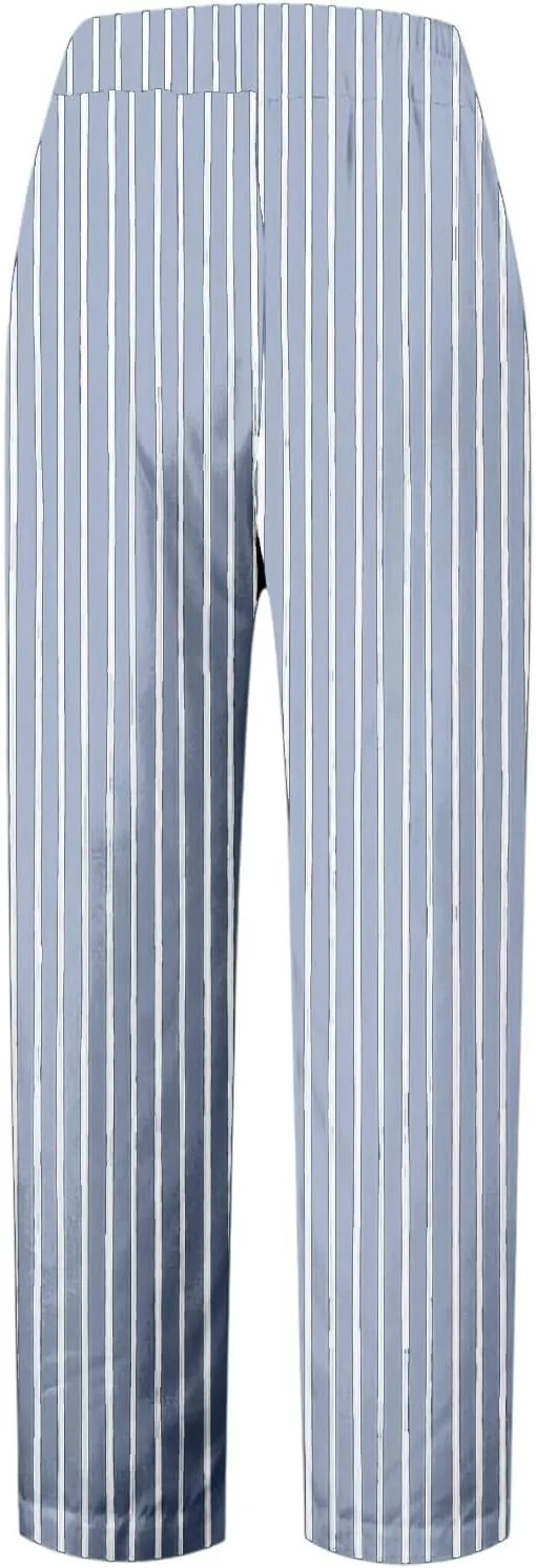 Wide Leg Trousers Women for Summer Vocation Trendy Striped High Waist Straight Leg Palazzo Trouser Jogger Pants Pockets