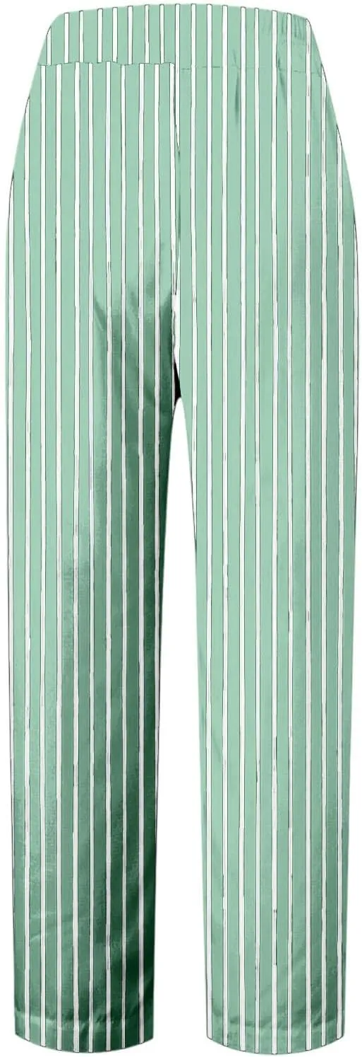 Wide Leg Trousers Women for Summer Vocation Trendy Striped High Waist Straight Leg Palazzo Trouser Jogger Pants Pockets