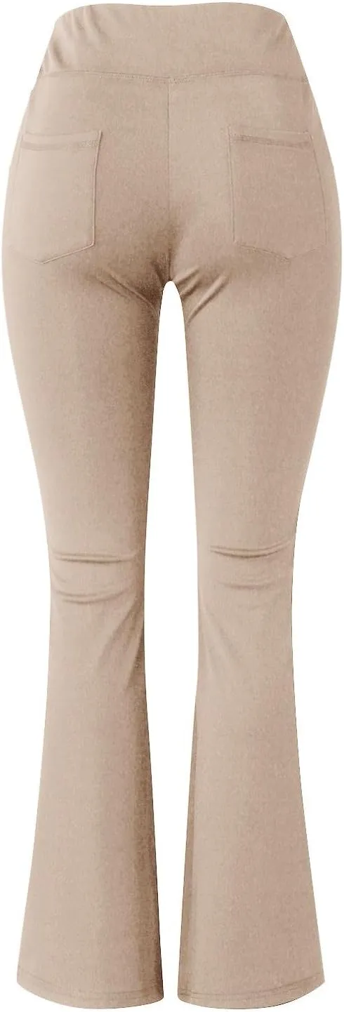 Wide Leg Yoga Pants For Women Long High Waist Work Bootcut Pants Soft Palazzo Trouser Casual Bell Bottom Leggings