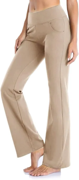 Wide Leg Yoga Pants For Women Long High Waist Work Bootcut Pants Soft Palazzo Trouser Casual Bell Bottom Leggings