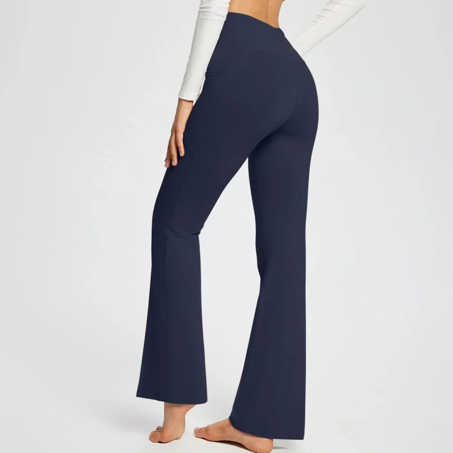 Wide Leg Yoga Pants For Women Long High Waist Work Bootcut Pants Soft Palazzo Trouser Casual Bell Bottom Leggings