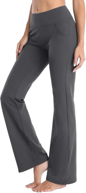 Wide Leg Yoga Pants For Women Long High Waist Work Bootcut Pants Soft Palazzo Trouser Casual Bell Bottom Leggings