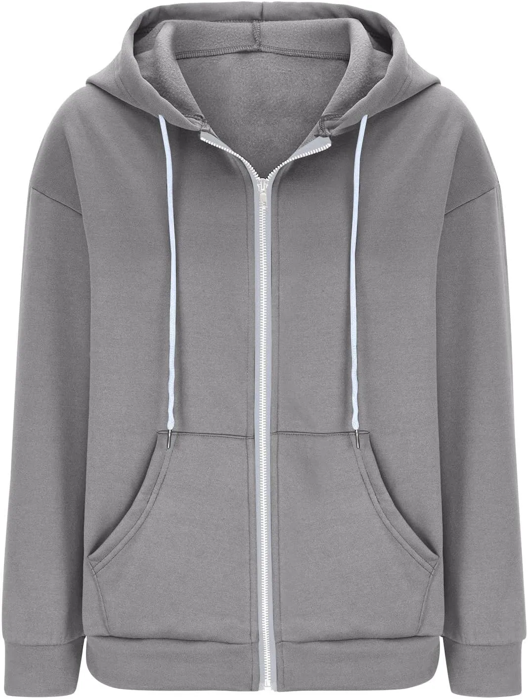 Women 2023 Sweatshirt Jackets Casual Long Sleeve Hoodies Full Zip Solid Cardigan Coats Outerwear with Pockets