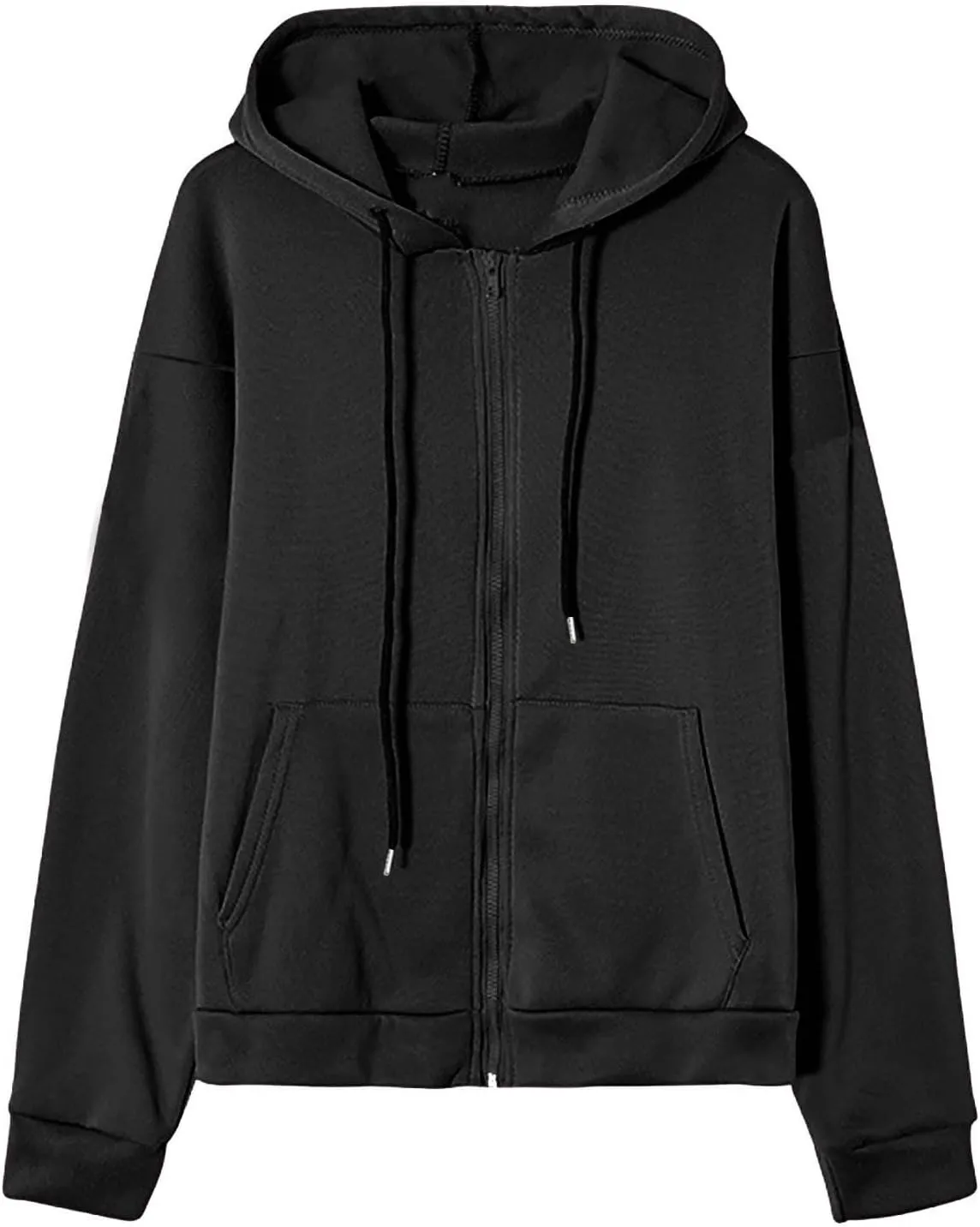 Women 2023 Sweatshirt Jackets Casual Long Sleeve Hoodies Full Zip Solid Cardigan Coats Outerwear with Pockets