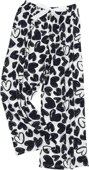 Women Casual High Waist Wide Leg Pants Summer Floral Print Boho Long Palazzo Pants Loose fit Comfy Lounge Beach Trousers