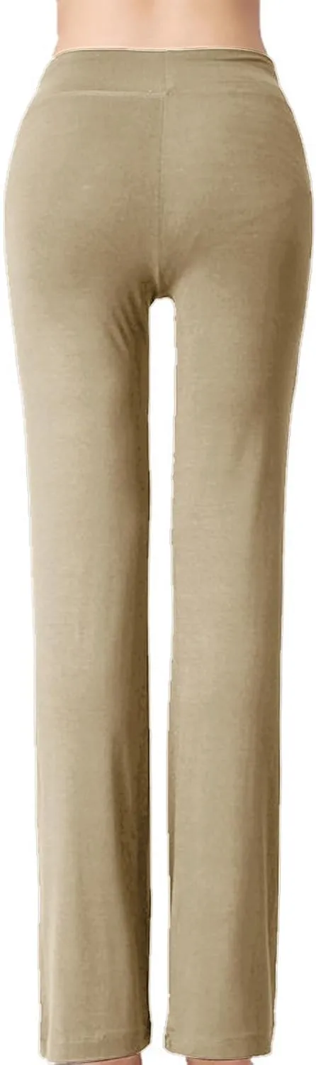 Women Flare Lounge Pants High Waist Soft Full Length Yoga Pants Solid Comfy Modal Cotton Trousers Workout Leggings