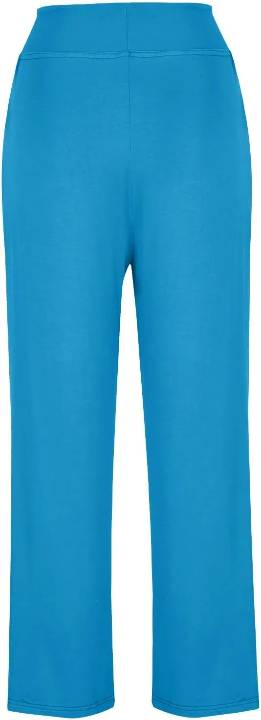 Women Flare Lounge Pants High Waist Soft Full Length Yoga Pants Solid Comfy Modal Cotton Trousers Workout Leggings