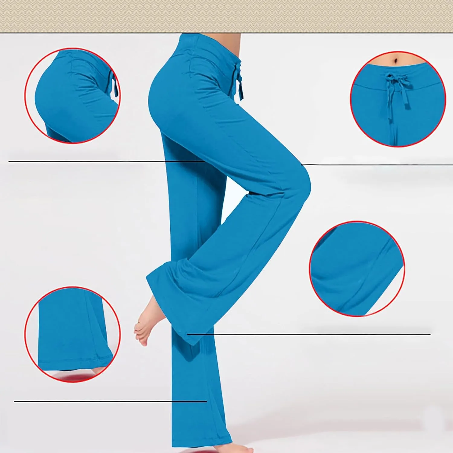 Women Flare Lounge Pants High Waist Soft Full Length Yoga Pants Solid Comfy Modal Cotton Trousers Workout Leggings